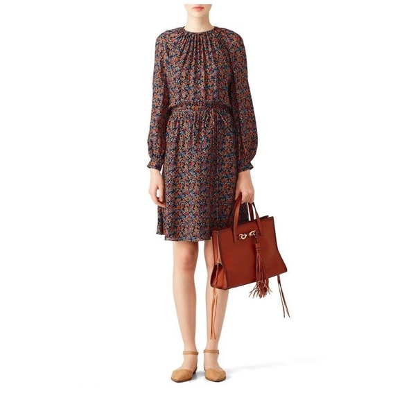 Derek Lam New York Dresses & Skirts - Derek Lam New York Floral Print Long Sleeve Belted Midi Dress Women's
